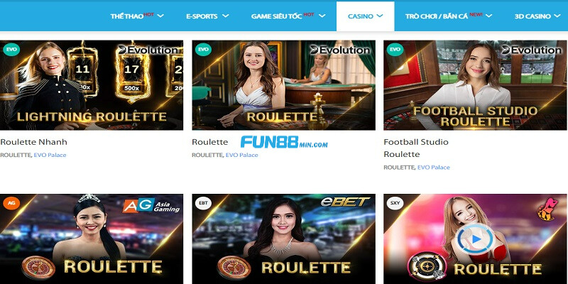 Roulette Fun88 là siêu phẩm casino trực tuyến hấp dẫn được nhiều người yêu thích